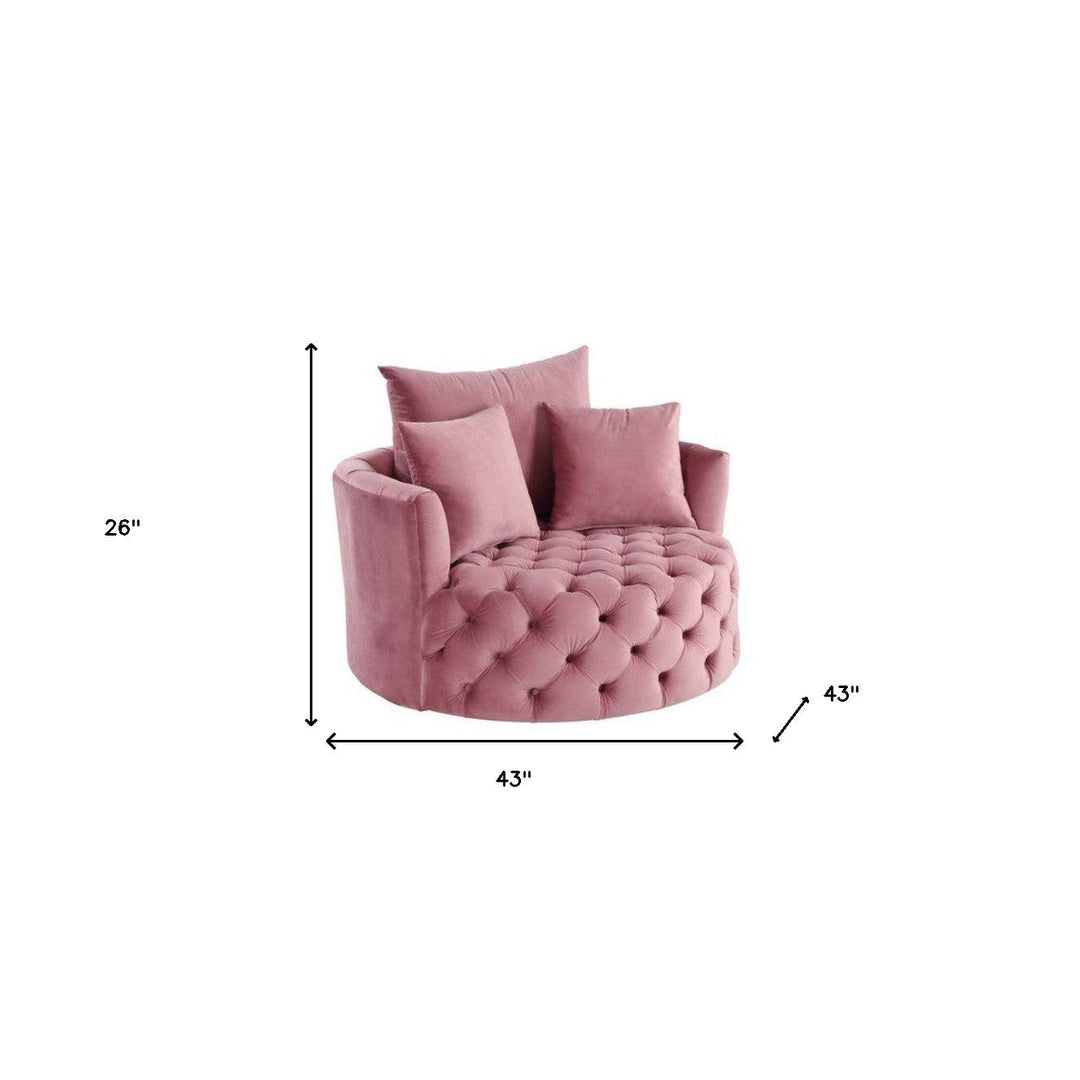 43" Pink Velvet Solid Color Barrel Chair Image 2