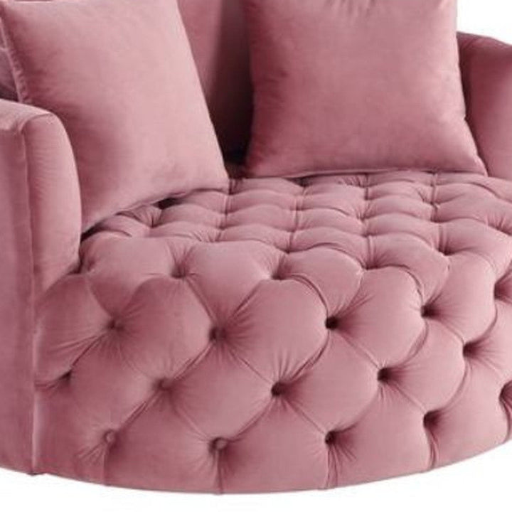 43" Pink Velvet Solid Color Barrel Chair Image 3