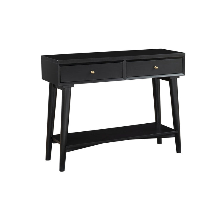 42" Black Solid and Manufactured Wood Floor Shelf Console Table With Storage With Storage Image 3