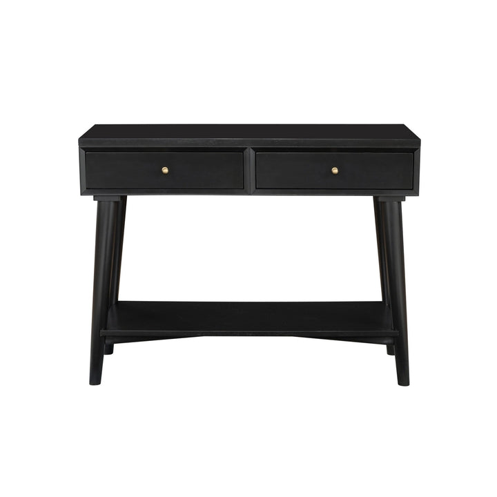 42" Black Solid and Manufactured Wood Floor Shelf Console Table With Storage With Storage Image 4