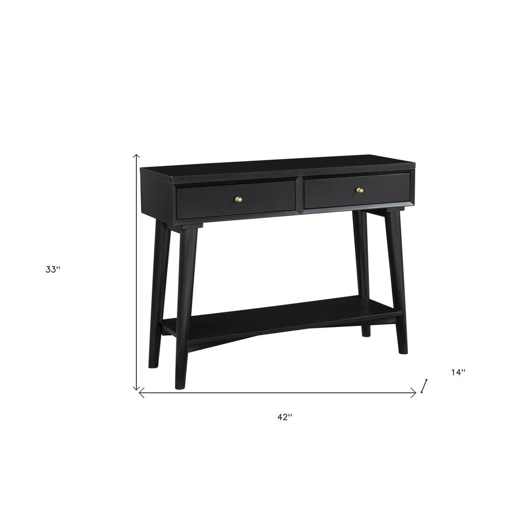 42" Black Solid and Manufactured Wood Floor Shelf Console Table With Storage With Storage Image 6