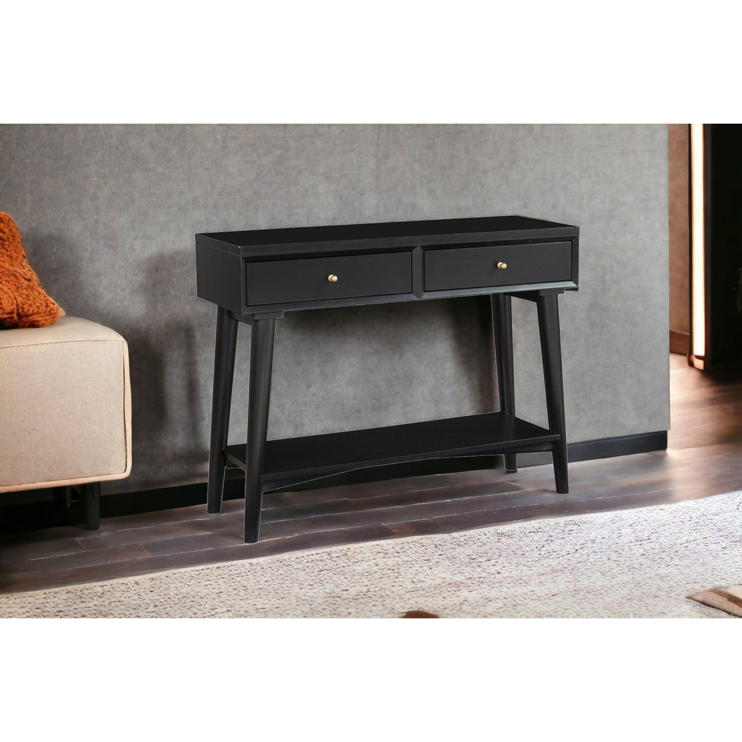 42" Black Solid and Manufactured Wood Floor Shelf Console Table With Storage With Storage Image 7