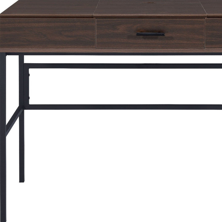 42" Brown and Black Writing Desk Image 3