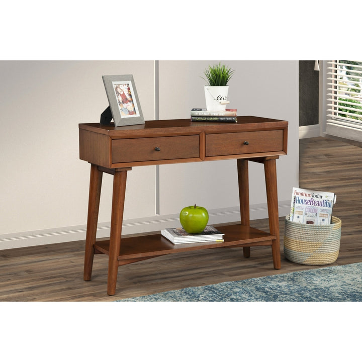 42" Brown Solid and Manufactured Wood Floor Shelf Console Table With Storage With Storage Image 1