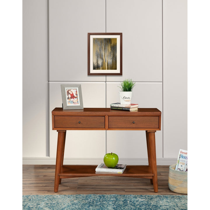 42" Brown Solid and Manufactured Wood Floor Shelf Console Table With Storage With Storage Image 4