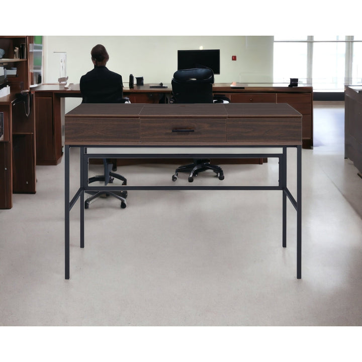 42" Brown and Black Writing Desk Image 6