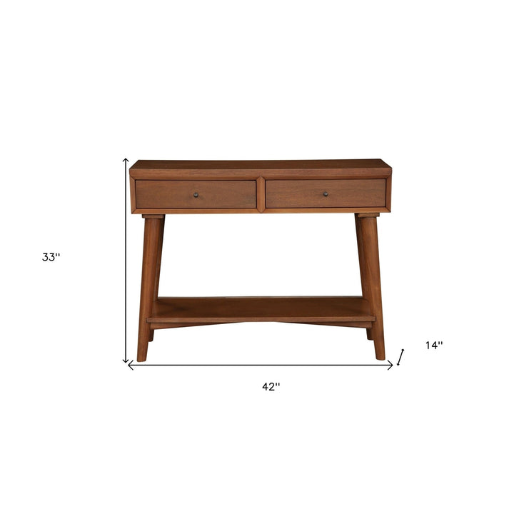 42" Brown Solid and Manufactured Wood Floor Shelf Console Table With Storage With Storage Image 7