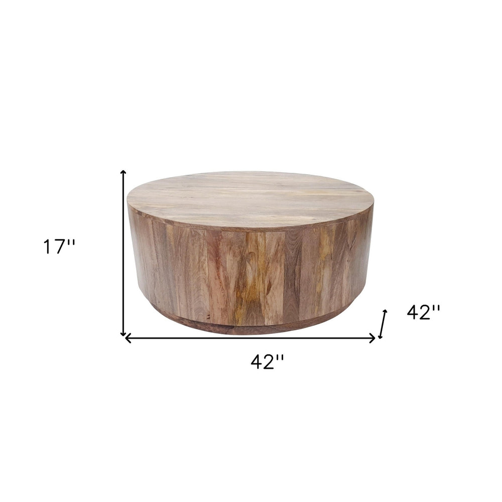 42" Natural Solid Wood Round Coffee Table Image 2