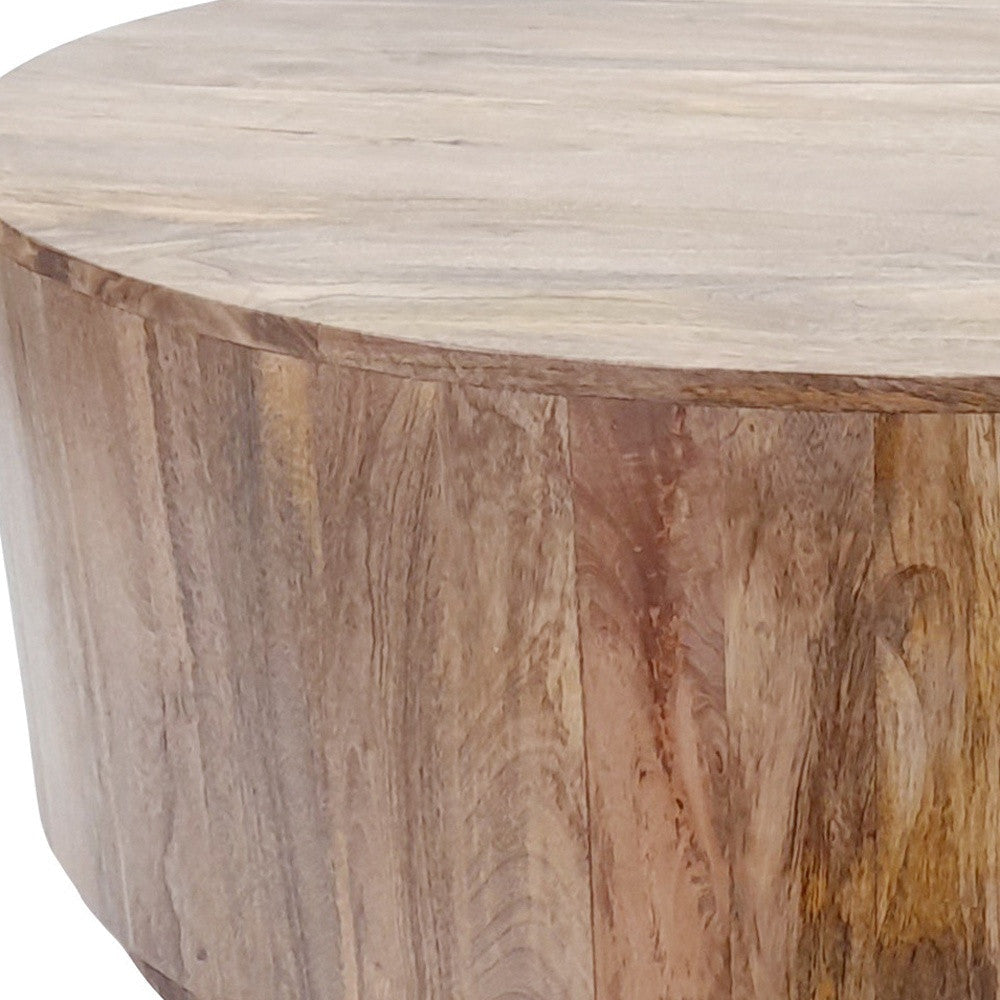 42" Natural Solid Wood Round Coffee Table Image 3