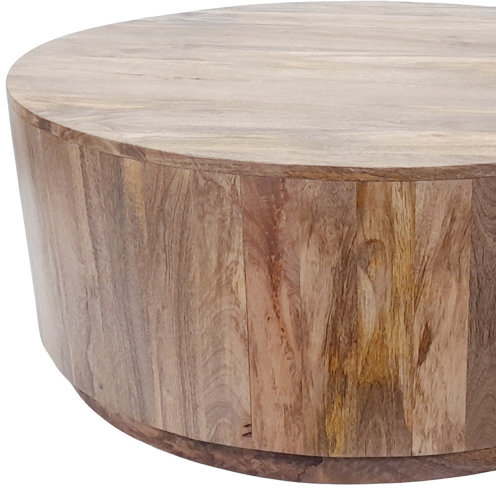 42" Natural Solid Wood Round Coffee Table Image 4