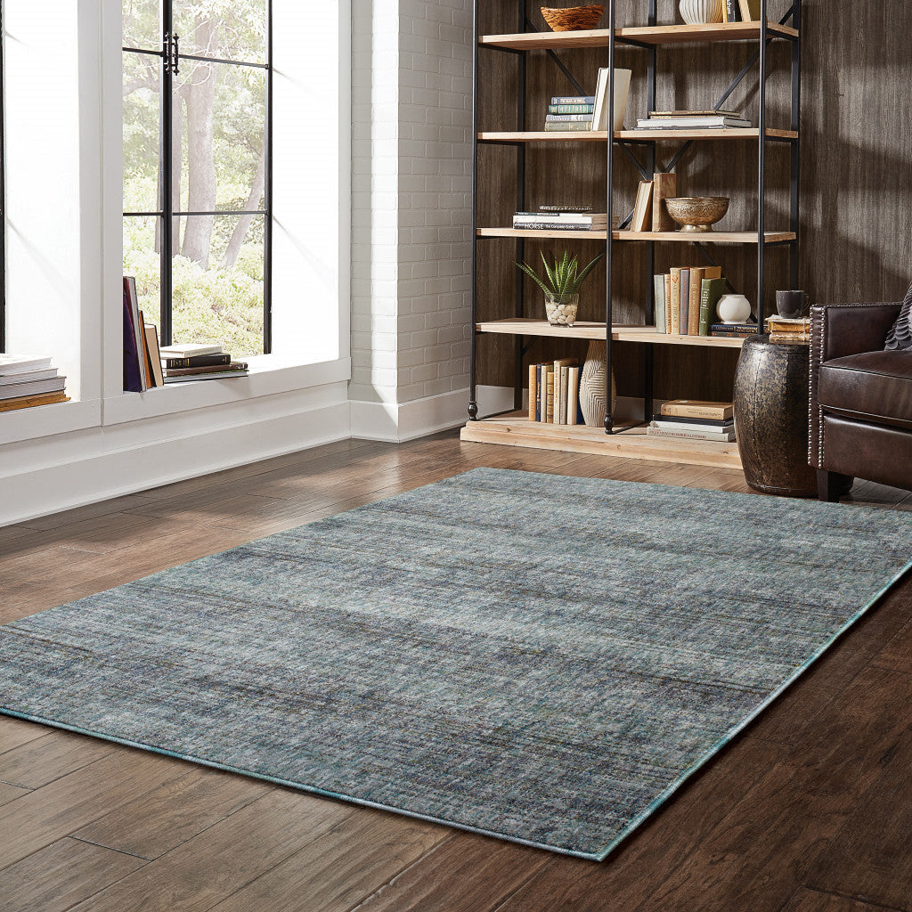 5 x 7 Blue and Gray Power Loom Area Rug Image 2