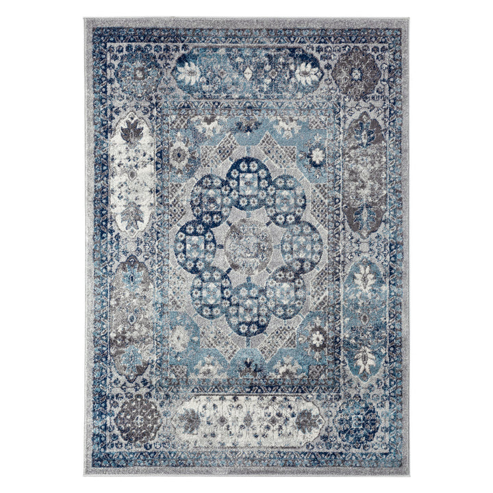 5 x 7 Gray Medallion Power Loom Area Rug Image 9