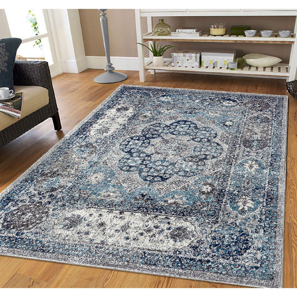 5 x 7 Gray Medallion Power Loom Area Rug Image 10