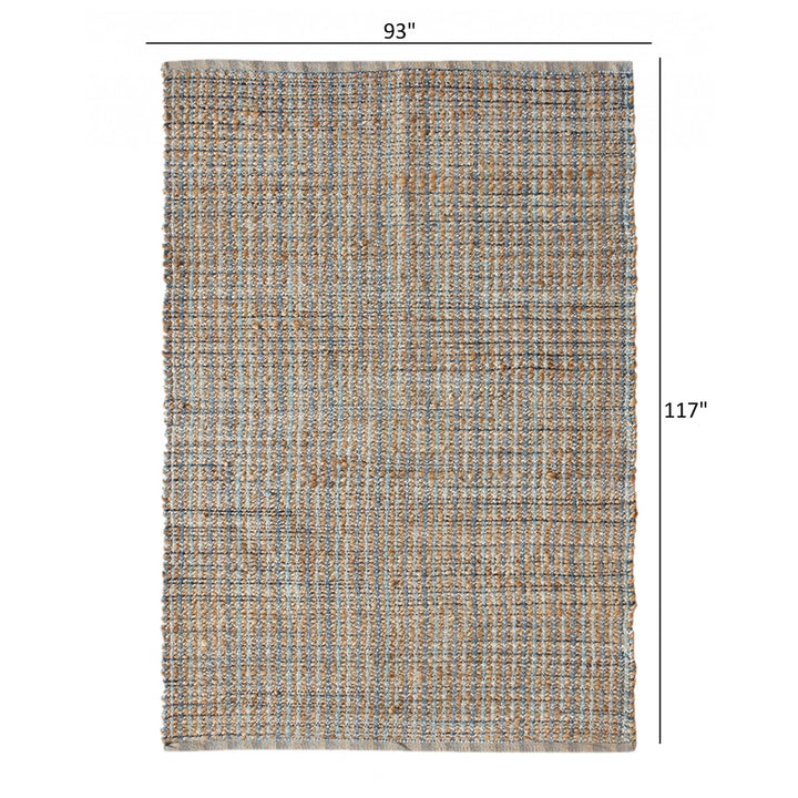 5 x 8 Blue and Ivory Hand Woven Area Rug Image 11