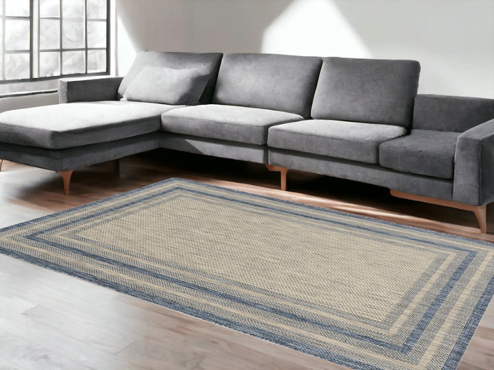 5 X 8 Grey Or Denim Bordered Uv Treated Area Rug Image 3