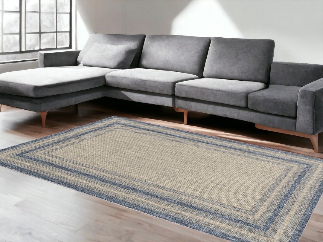 5 X 8 Grey Or Denim Bordered Uv Treated Area Rug Image 1