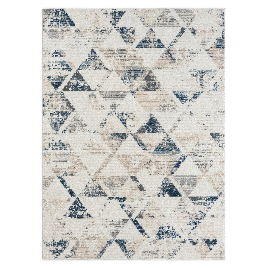 5 X 7 Ivory Geometric Area Rug Image 1