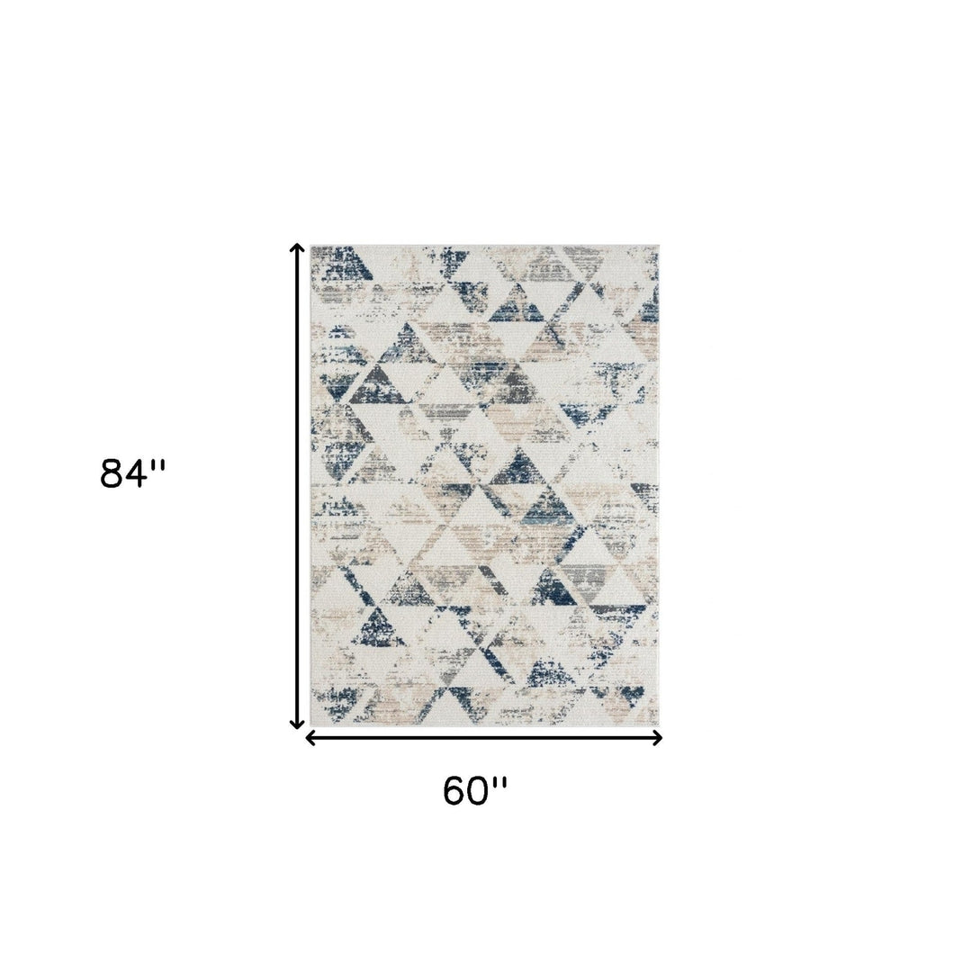 5 X 7 Ivory Geometric Area Rug Image 10