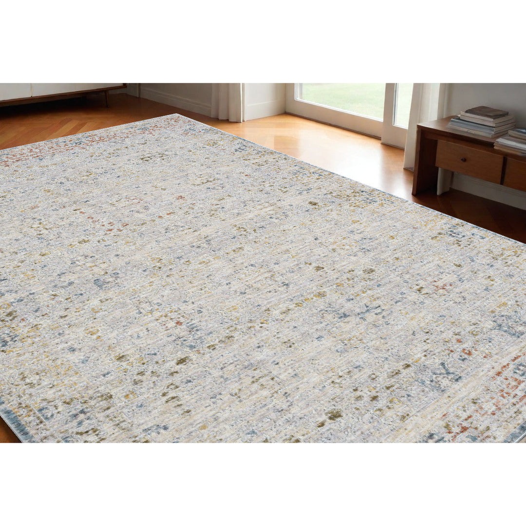 5 x 8 Ivory and Blue Floral Area Rug Image 3