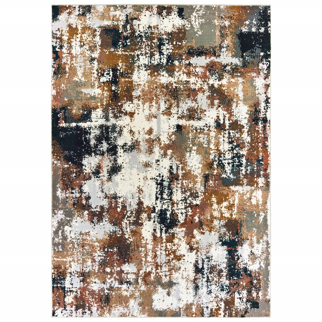 5 X 8 Ivory Gray Abstract Sectors Indoor Area Rug Image 12