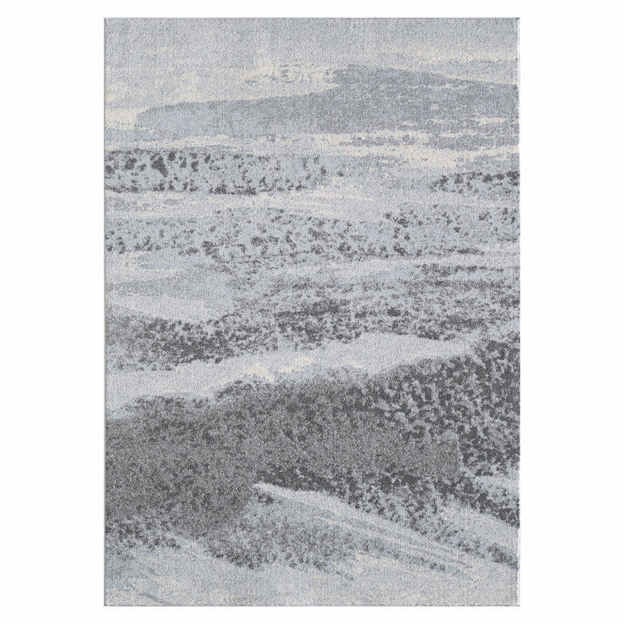 5 x 8 Blue and Gray Abstract Area Rug Image 1