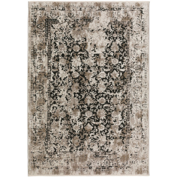 5 X 8 Black Oriental Area Rug With Fringe Image 3