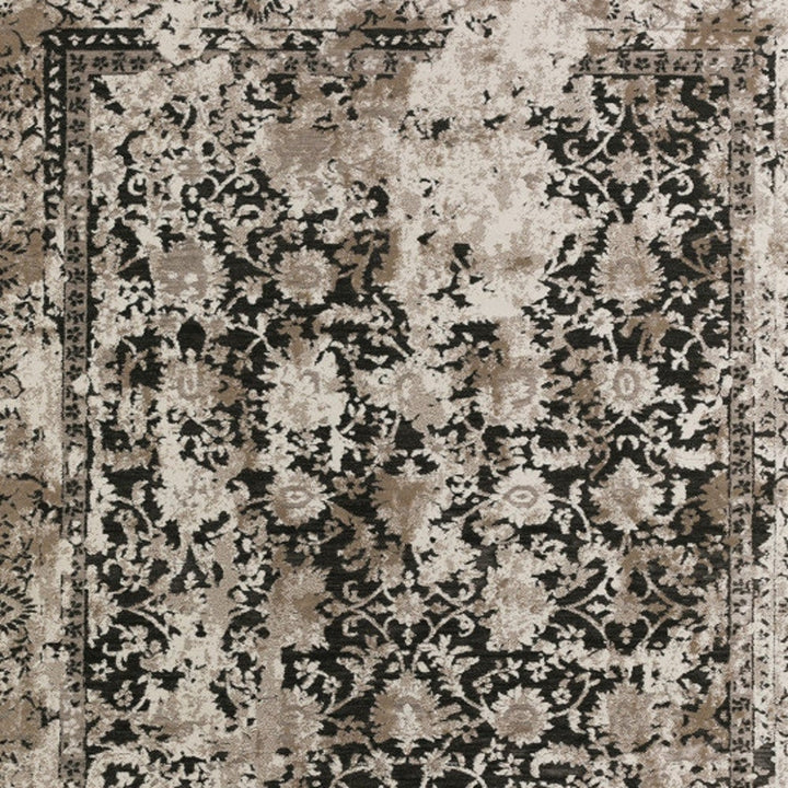 5 X 8 Black Oriental Area Rug With Fringe Image 8