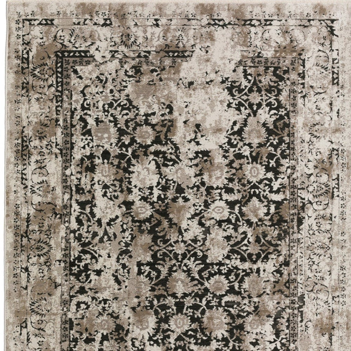 5 X 8 Black Oriental Area Rug With Fringe Image 9