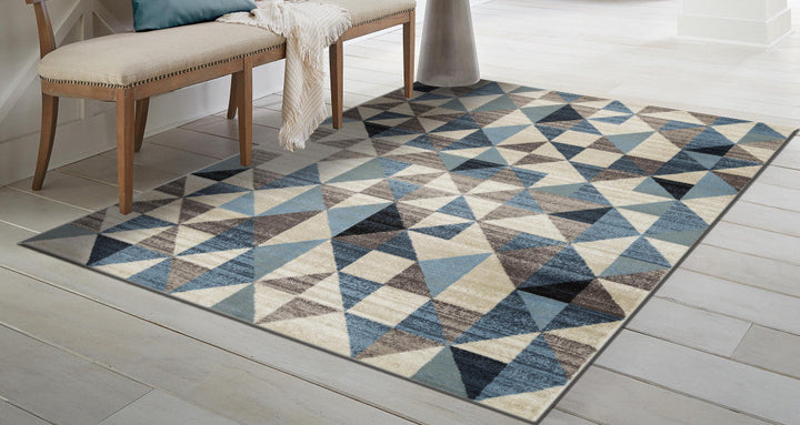 5 x 8 Blue Geometric Area Rug Image 5