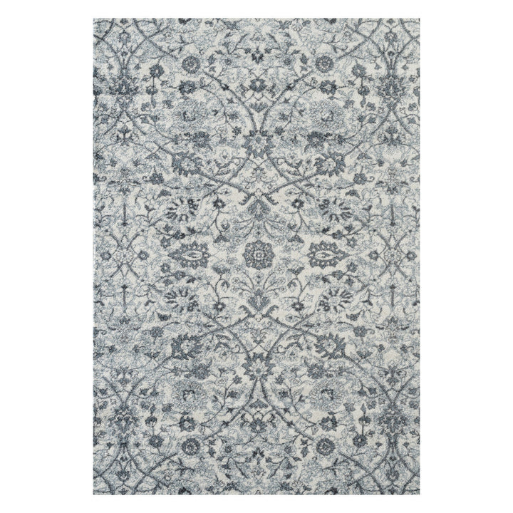 5 x 7 Light Blue Floral Power Loom Area Rug Image 1