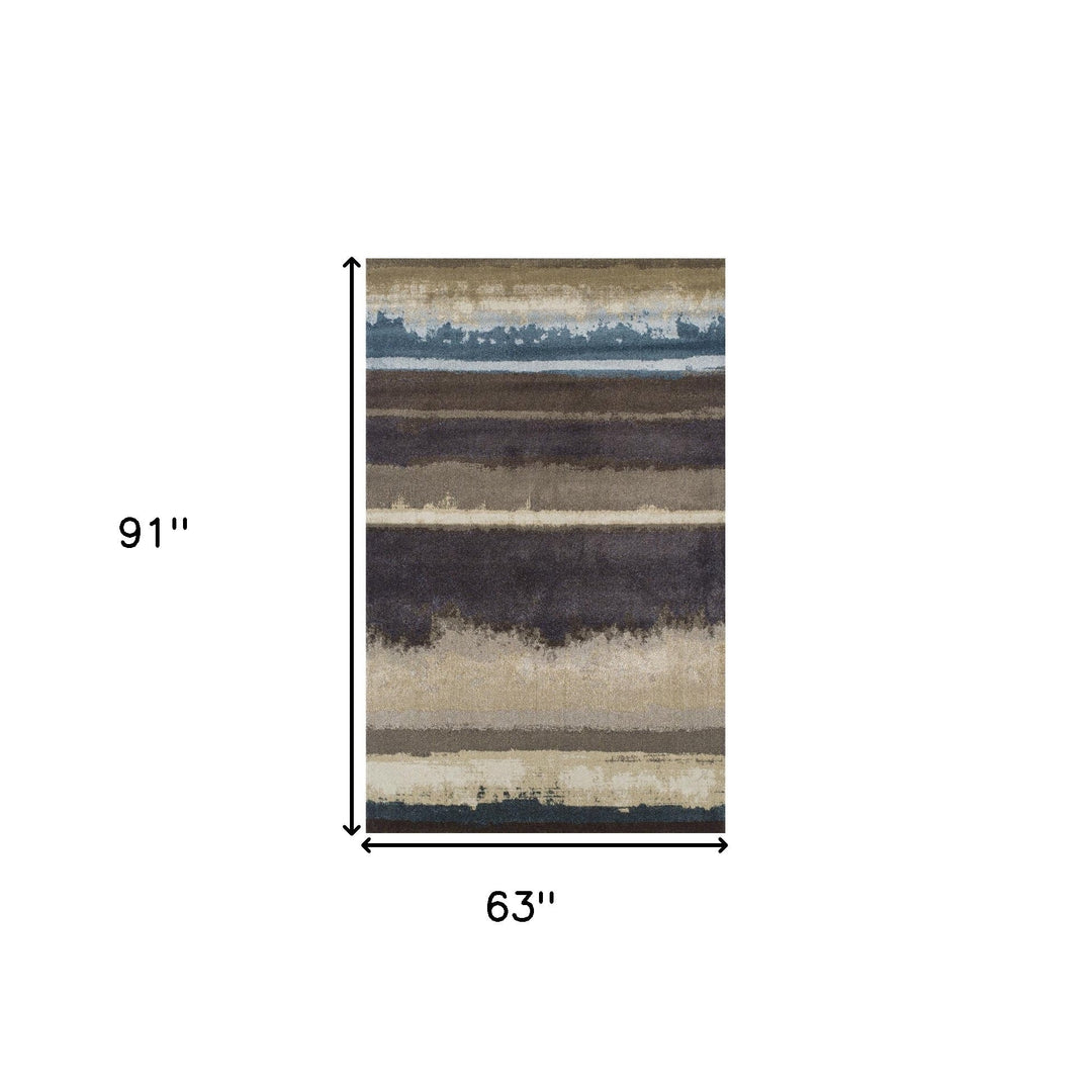 5 x 8 Beige and Brown Abstract Area Rug Image 10