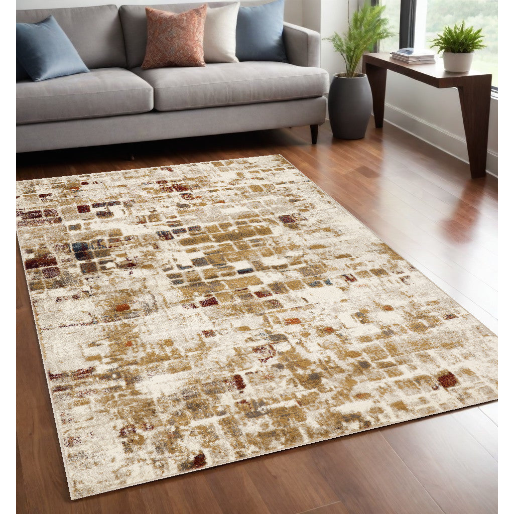 5 x 8 Natural Abstract Area Rug Image 4