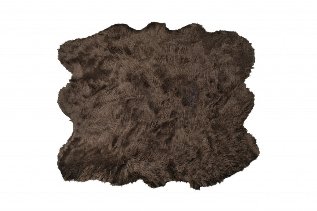 5 X 6 Chocolate Faux Sheepskin Non Skid Area Rug Image 3