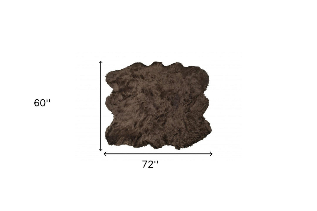 5 X 6 Chocolate Faux Sheepskin Non Skid Area Rug Image 4