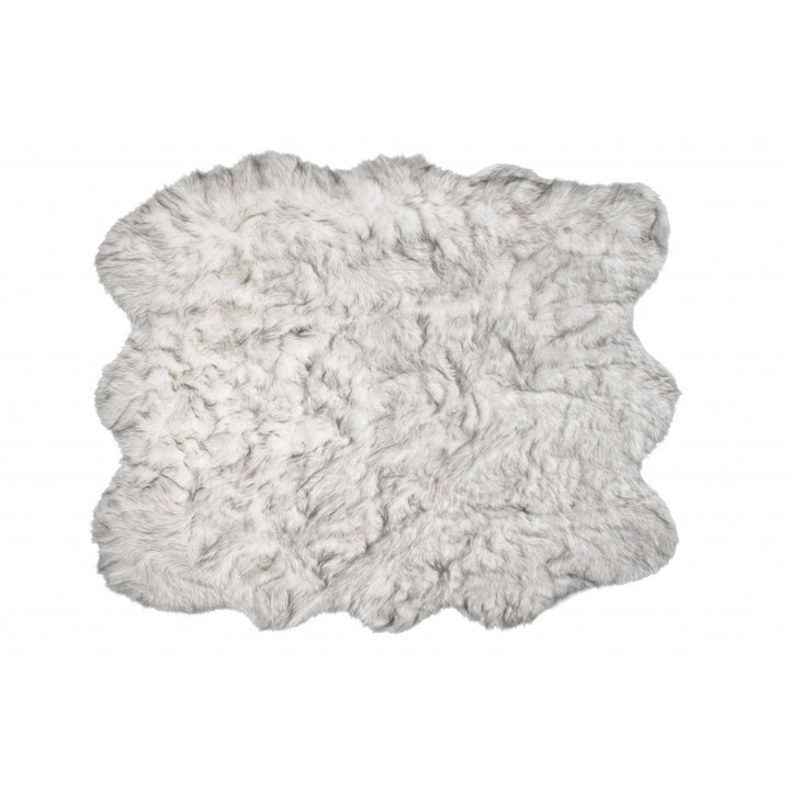 5 X 6 Grey Ombre Faux Sheepskin Non Skid Area Rug Image 3