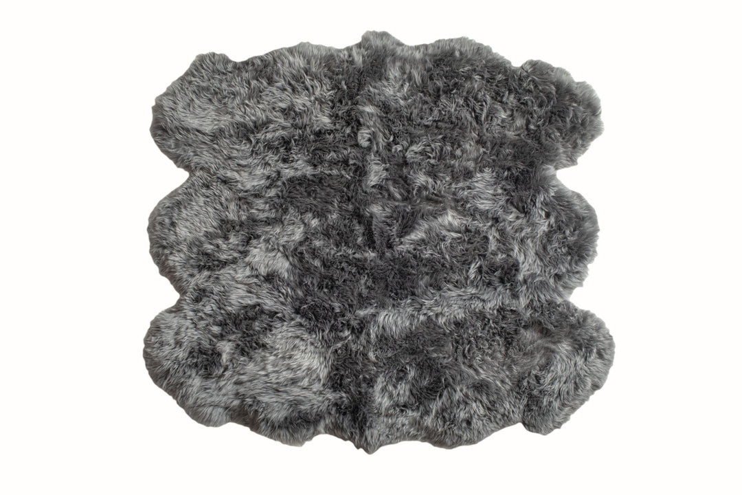 5 X 6 Grey Wool Sheepskin Handmade Area Rug Image 1