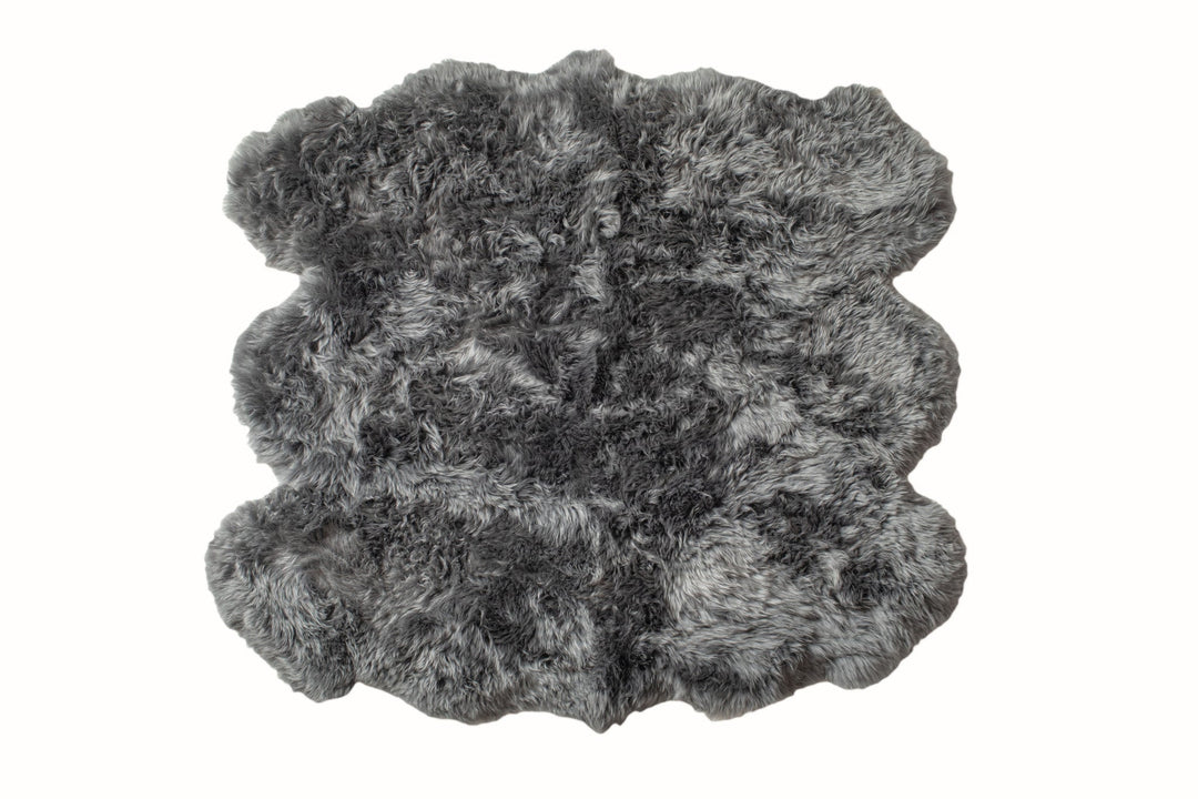 5 X 6 Grey Wool Sheepskin Handmade Area Rug Image 4