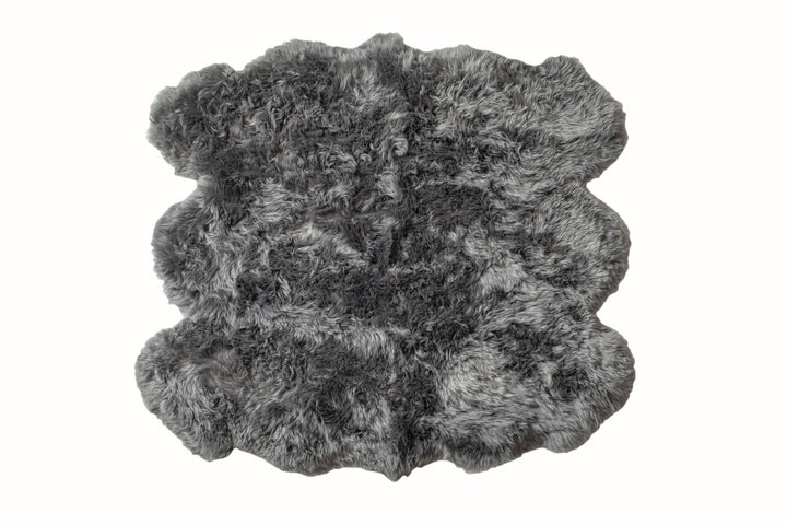 5 X 6 Grey Wool Sheepskin Handmade Area Rug Image 4