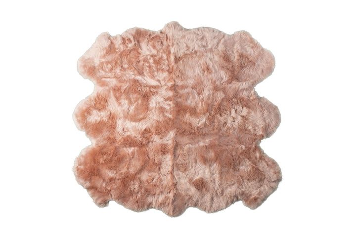 5 X 6 Pink Wool Sheepskin Handmade Area Rug Image 3