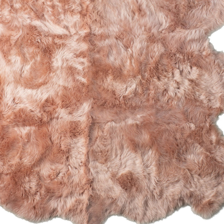 5 X 6 Pink Wool Sheepskin Handmade Area Rug Image 4