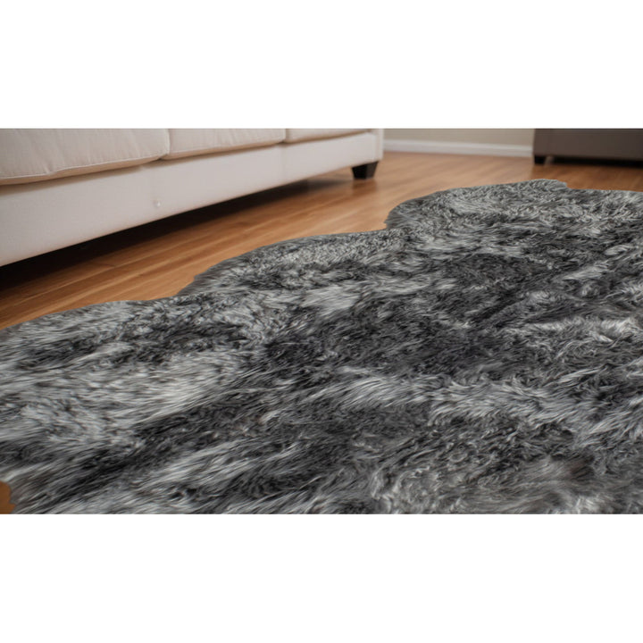 5 X 6 Grey Wool Sheepskin Handmade Area Rug Image 6