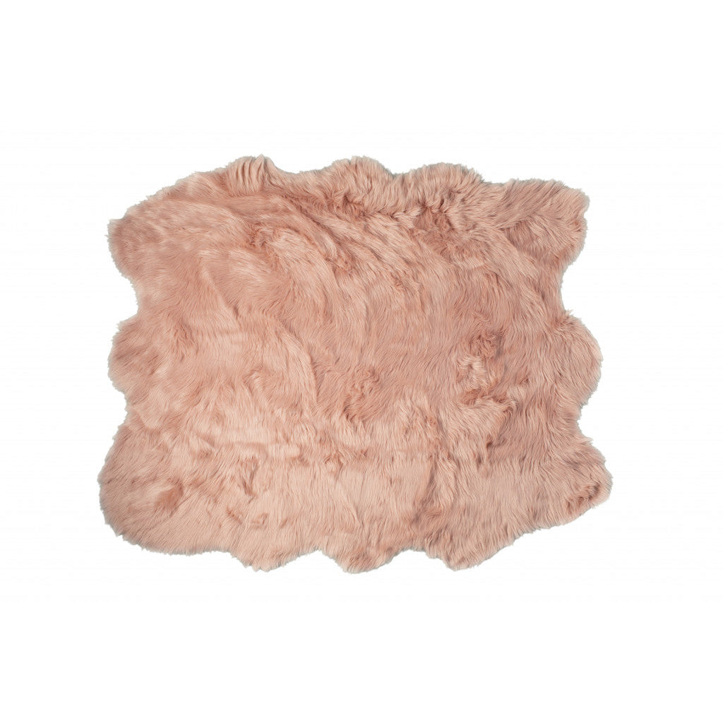 5 X 6 Rose Pink Faux Sheepskin Non Skid Area Rug Image 3