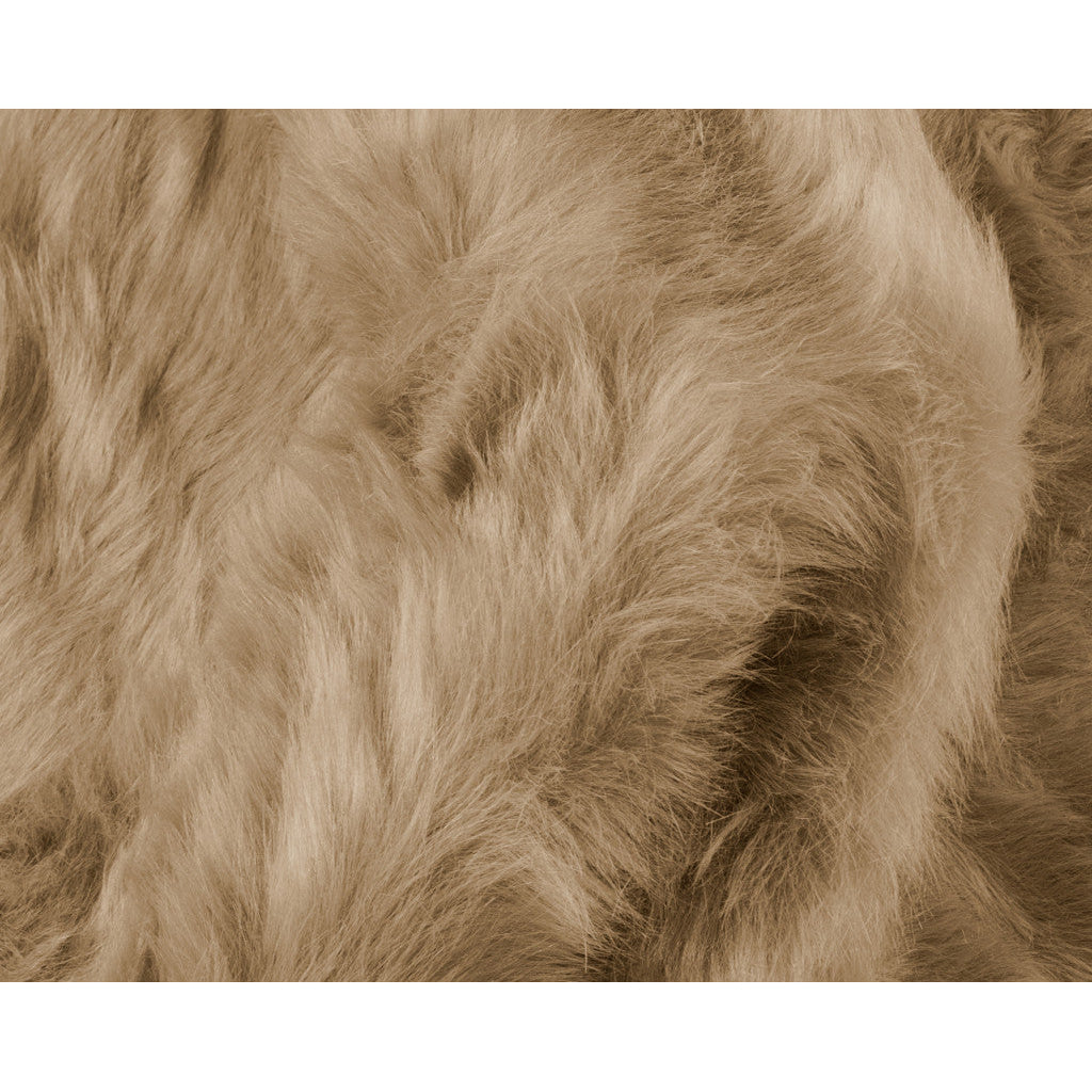 5 x 6 Tan Faux Sheepskin Non Skid Area Rug Image 2