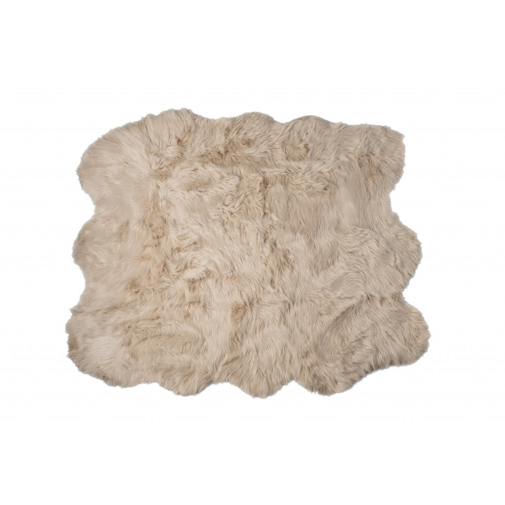 5 X 6 Taupe Faux Sheepskin Non Skid Area Rug Image 3