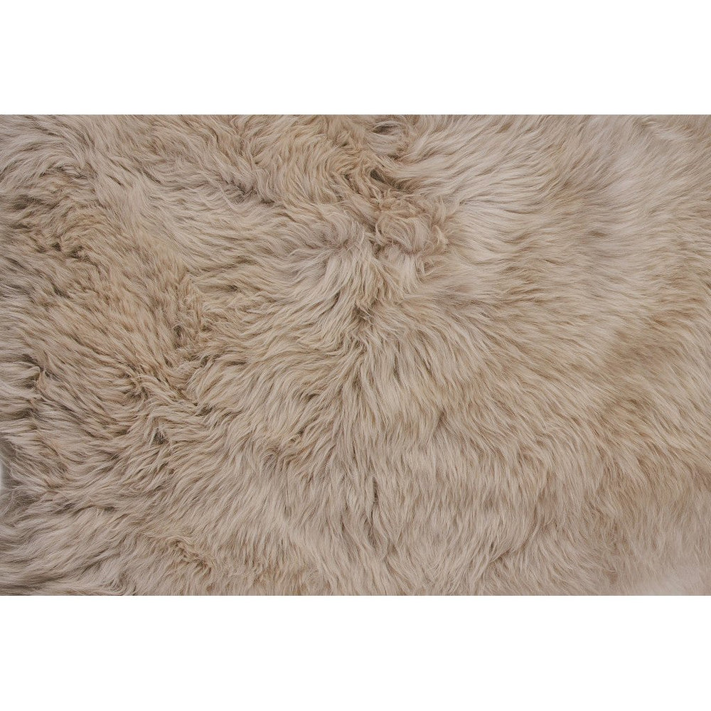 5 X 6 Taupe Wool Sheepskin Handmade Area Rug Image 2