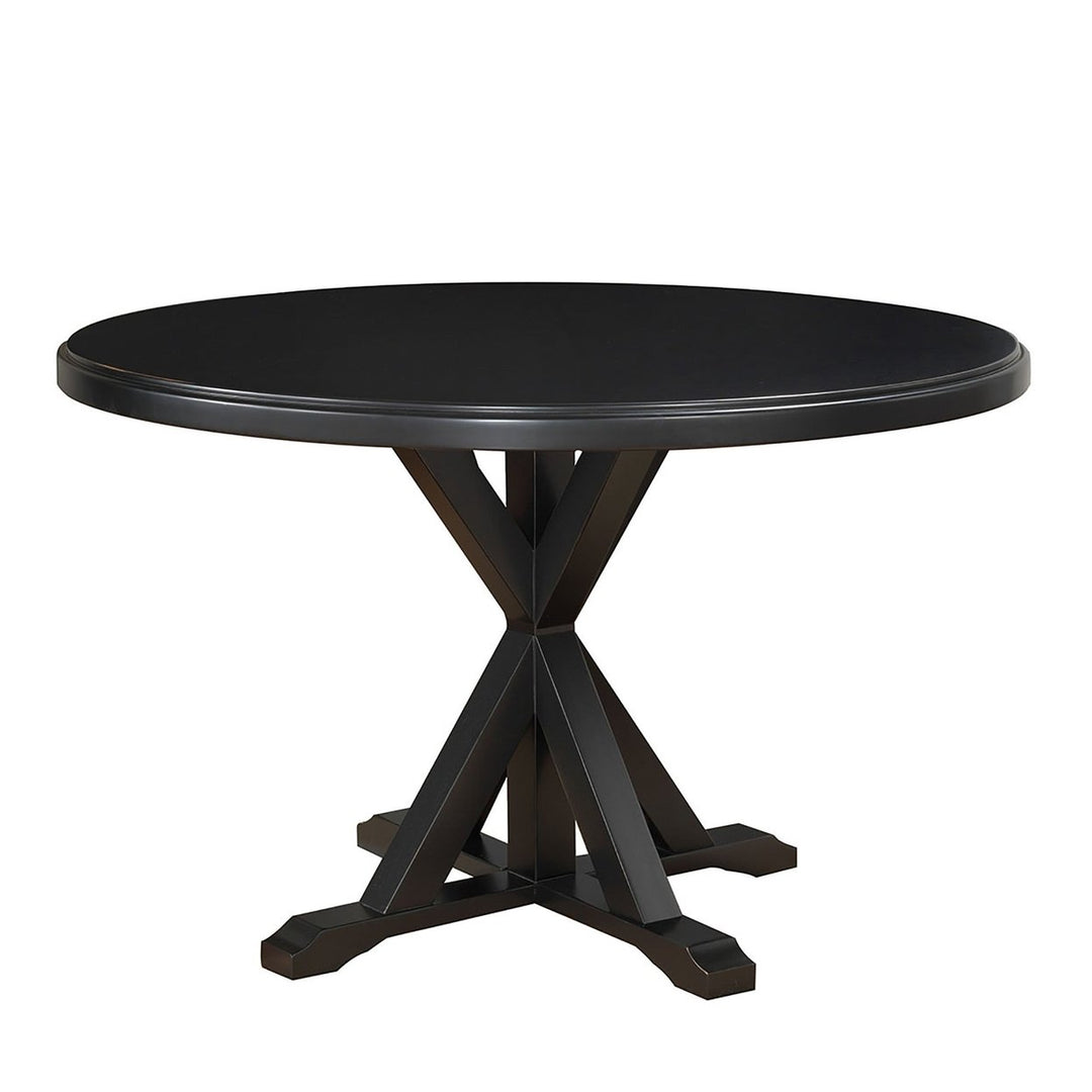 48" Black Rounded Solid Manufactured Wood And Solid Wood Pedestal Base Dining Image 1