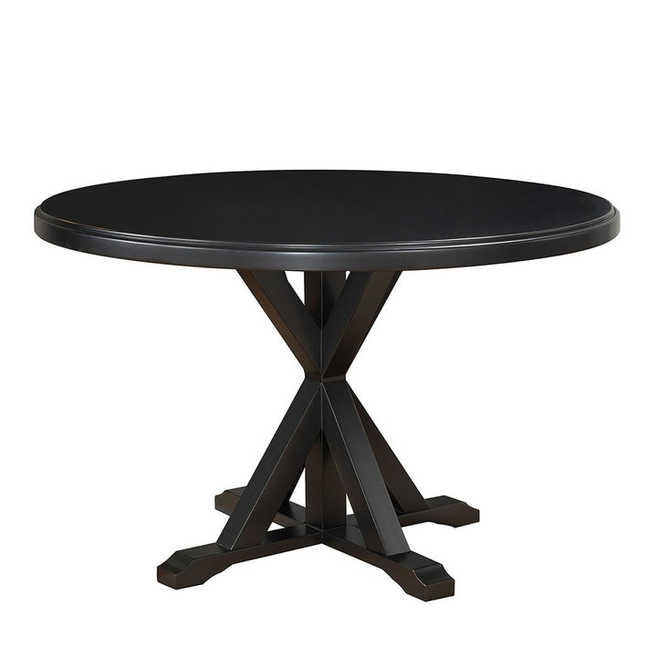 48" Black Rounded Solid Manufactured Wood And Solid Wood Pedestal Base Dining Image 1