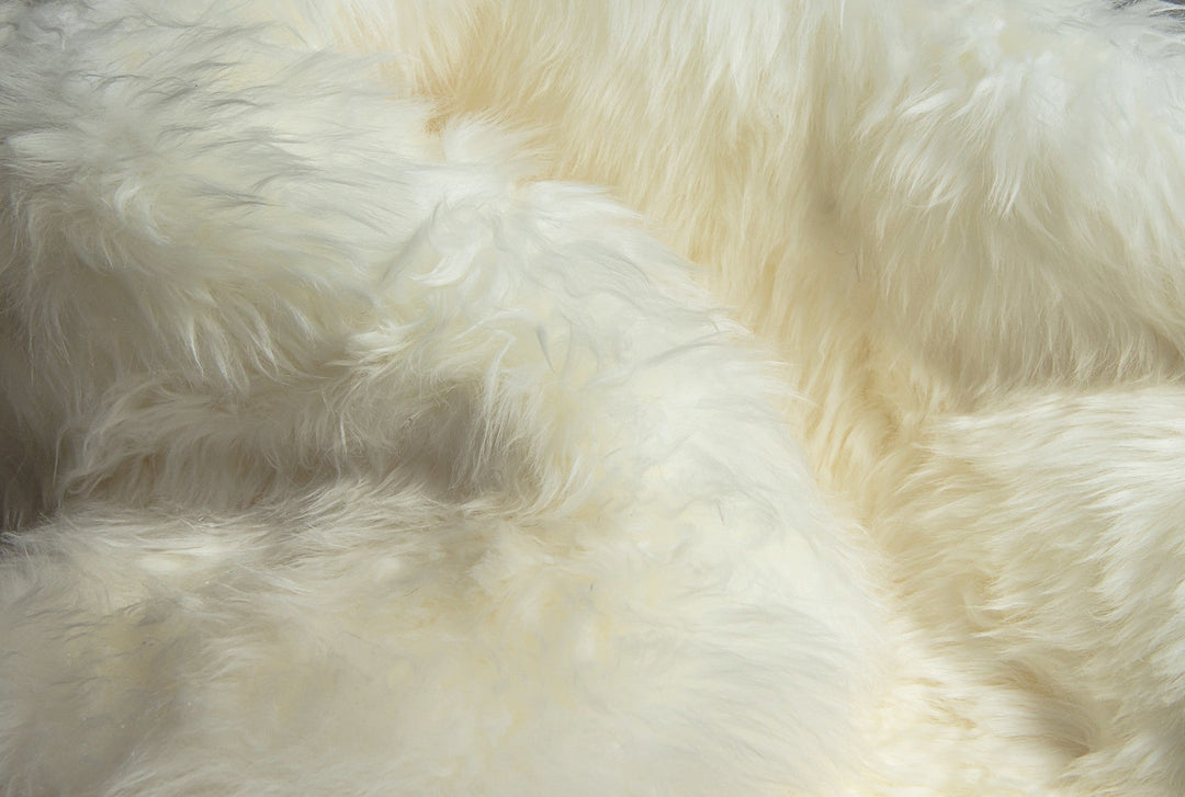 5 Off White Round Shag Sheepskin Area Rug Image 2