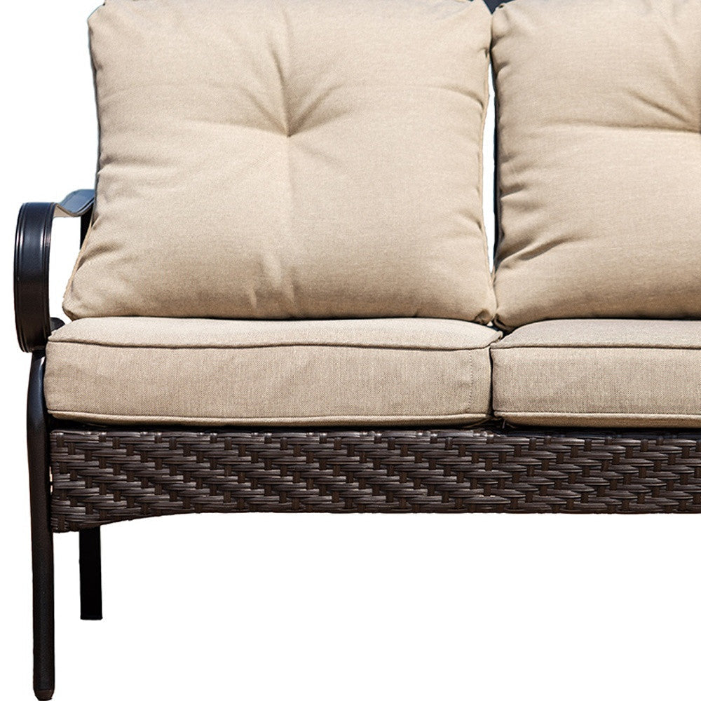 48" Beige Polyester Blend Sofa With Black Legs Image 6