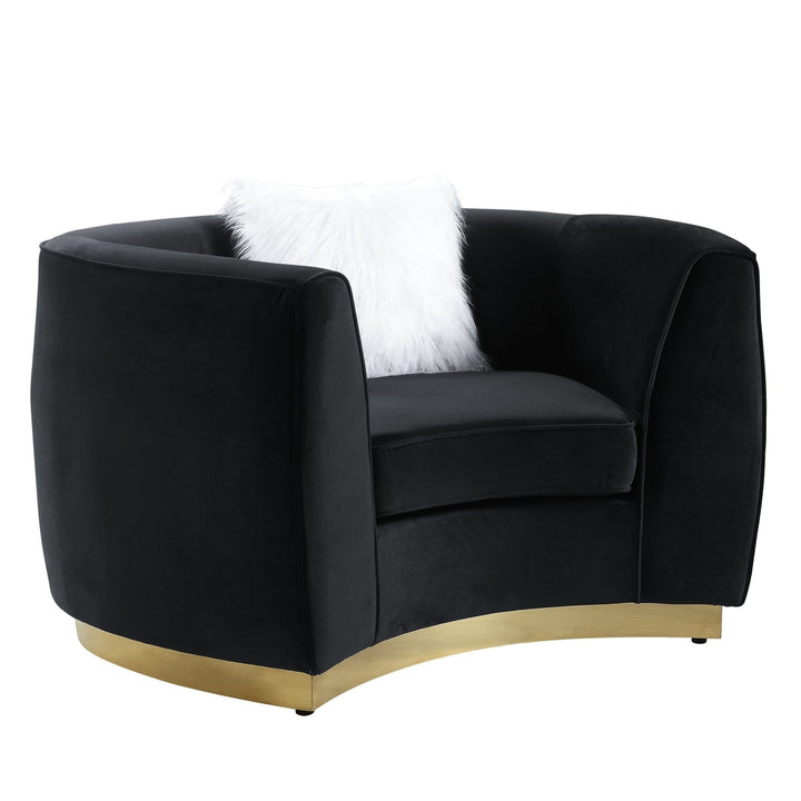 48" Black Velvet Chair And A Half Image 1